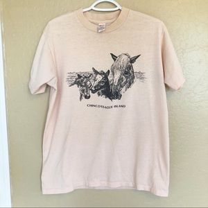 Vintage Horse Textile Prints T shirt - Size L